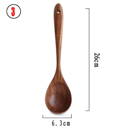 Culinariq Wooden utensils 3Style Teak Wood Utensil Set – Spoon, Ladle, Turner & Rice Strainer