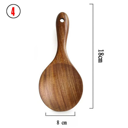 Culinariq Wooden utensils 4Style Teak Wood Utensil Set – Spoon, Ladle, Turner & Rice Strainer