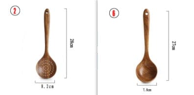 Culinariq Wooden utensils Set1 Teak Wood Utensil Set – Spoon, Ladle, Turner & Rice Strainer