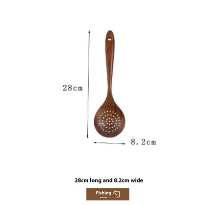 Culinariq Wooden utensils Teak Wood Utensil Set – Spoon, Ladle, Turner & Rice Strainer