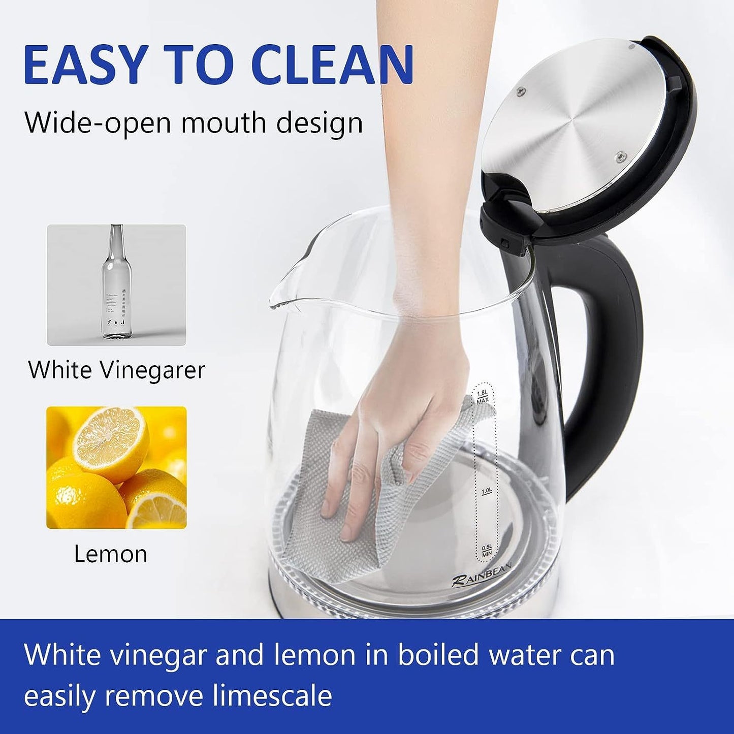 ✅ 1.8L Electric Glass Tea Kettle – Fast Boiling Water Boiler with LED Light